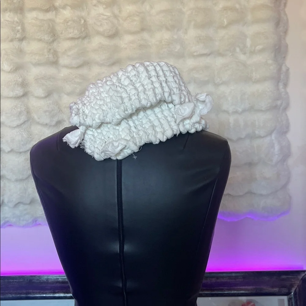 HANDCRAFTED hand knitted Elegant White Knit Scarf, collar white goth look